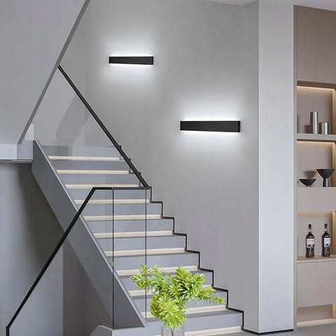 Applique murale LED en aluminium métal moderne,  Noir, 61 cm, Éclairage, Lumière blanche, 18W, Lampe pour Salon Chambre