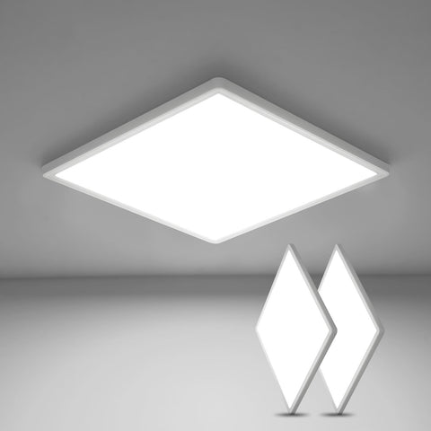 2PCS Plafonnier LED ultra-mince, Blanc Carré*30CM, 24W 6500K Lumière Blanche Froide