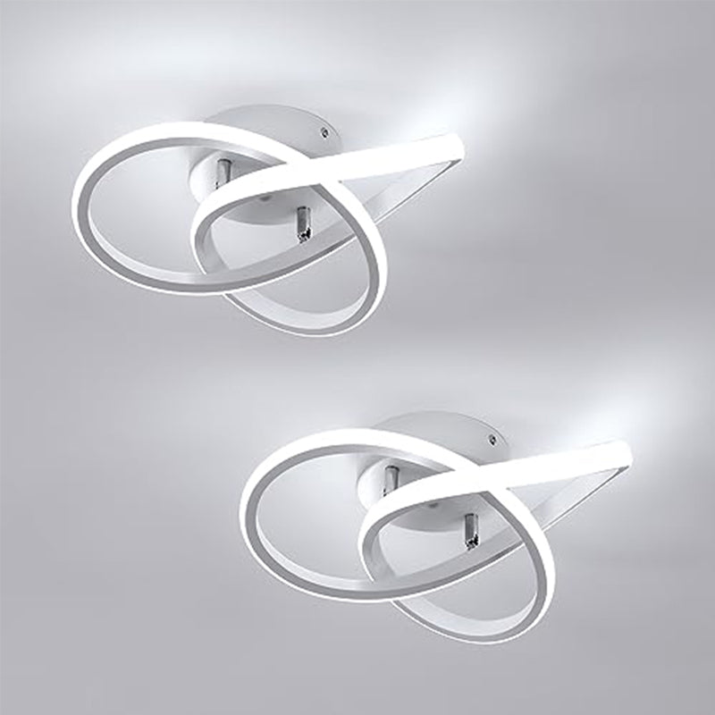 2PCS Plafonnier LED Moderne en Aluminium Lustre de Plafond en Forme de Trèfle - Blanc, 30*10cm, Lumière Blanche 6500K, 30W