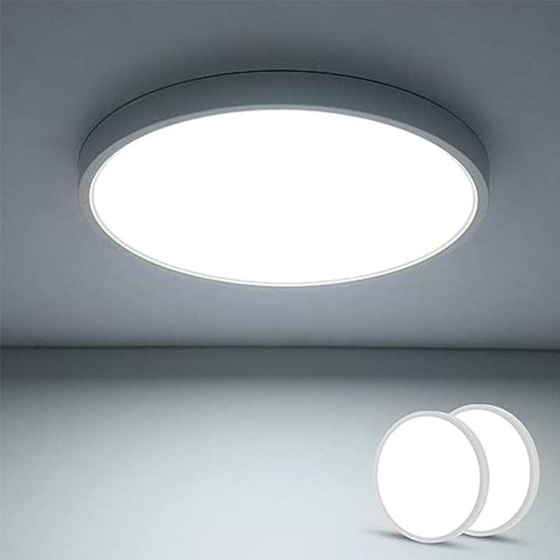 Luz de techo LED moderna ultrafina de 2 piezas - Redonda 30 cm, blanca, 24 W, luz blanca