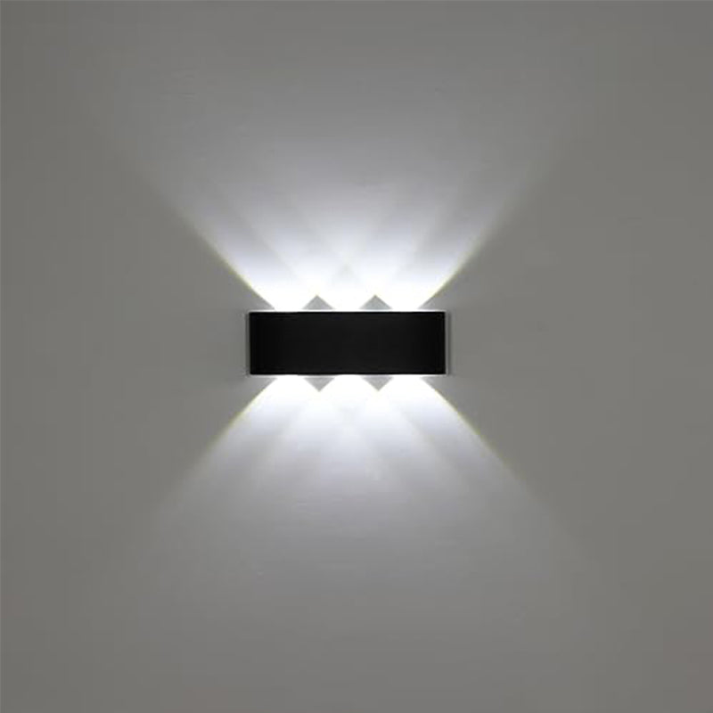 Applique Murale Extérieure Moderne  Noir,17*8*4cm, 6 têtes d'éclairage vers le haut et vers le bas, Lumière Blanche 6000K, 18W, 220V