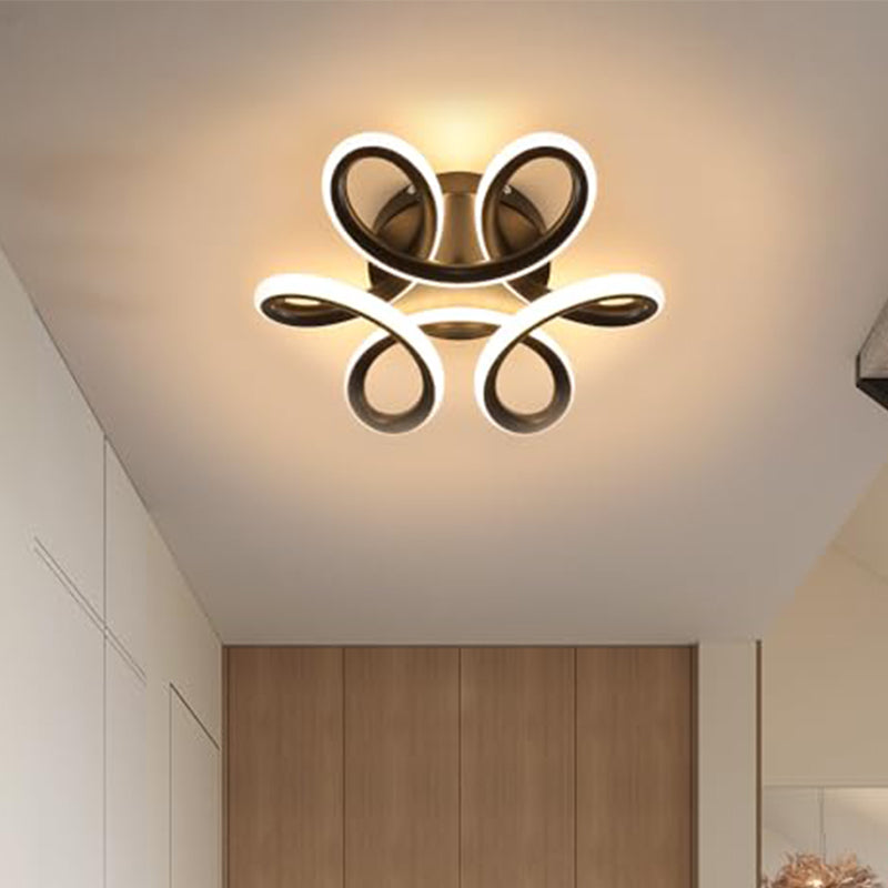 Moderne LED-plafondlamp Aluminium bloemblaadjesvorm LED Zwart 22W, warm licht, geschikt voor woonkamer, slaapkamer, keuken, gang