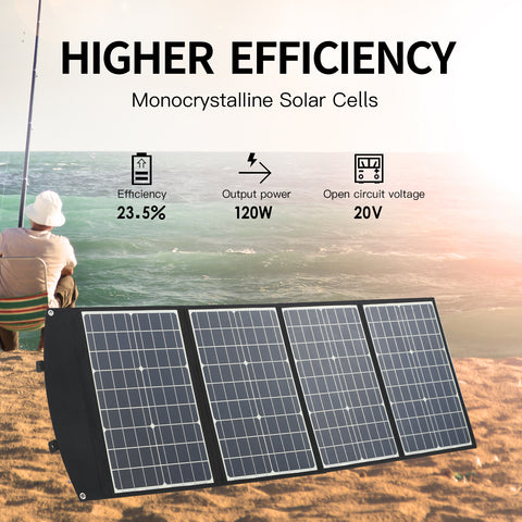 120W Panneau Solaire Pliable Modules Solaires Portable Monocristallin PD 45W Chargeur Étanche USB QC3.0 DC Générateur Solaire Extérieur pour Camping et Jardin