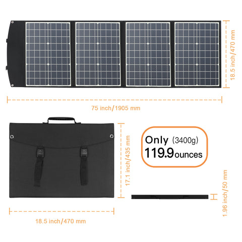 120W Panneau Solaire Pliable Modules Solaires Portable Monocristallin PD 45W Chargeur Étanche USB QC3.0 DC Générateur Solaire Extérieur pour Camping et Jardin