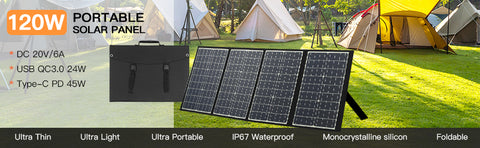 120W Panneau Solaire Pliable Modules Solaires Portable Monocristallin PD 45W Chargeur Étanche USB QC3.0 DC Générateur Solaire Extérieur pour Camping et Jardin