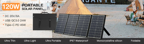 120W Panneau Solaire Pliable Modules Solaires Portable Monocristallin PD 45W Chargeur Étanche USB QC3.0 DC Générateur Solaire Extérieur pour Camping et Jardin