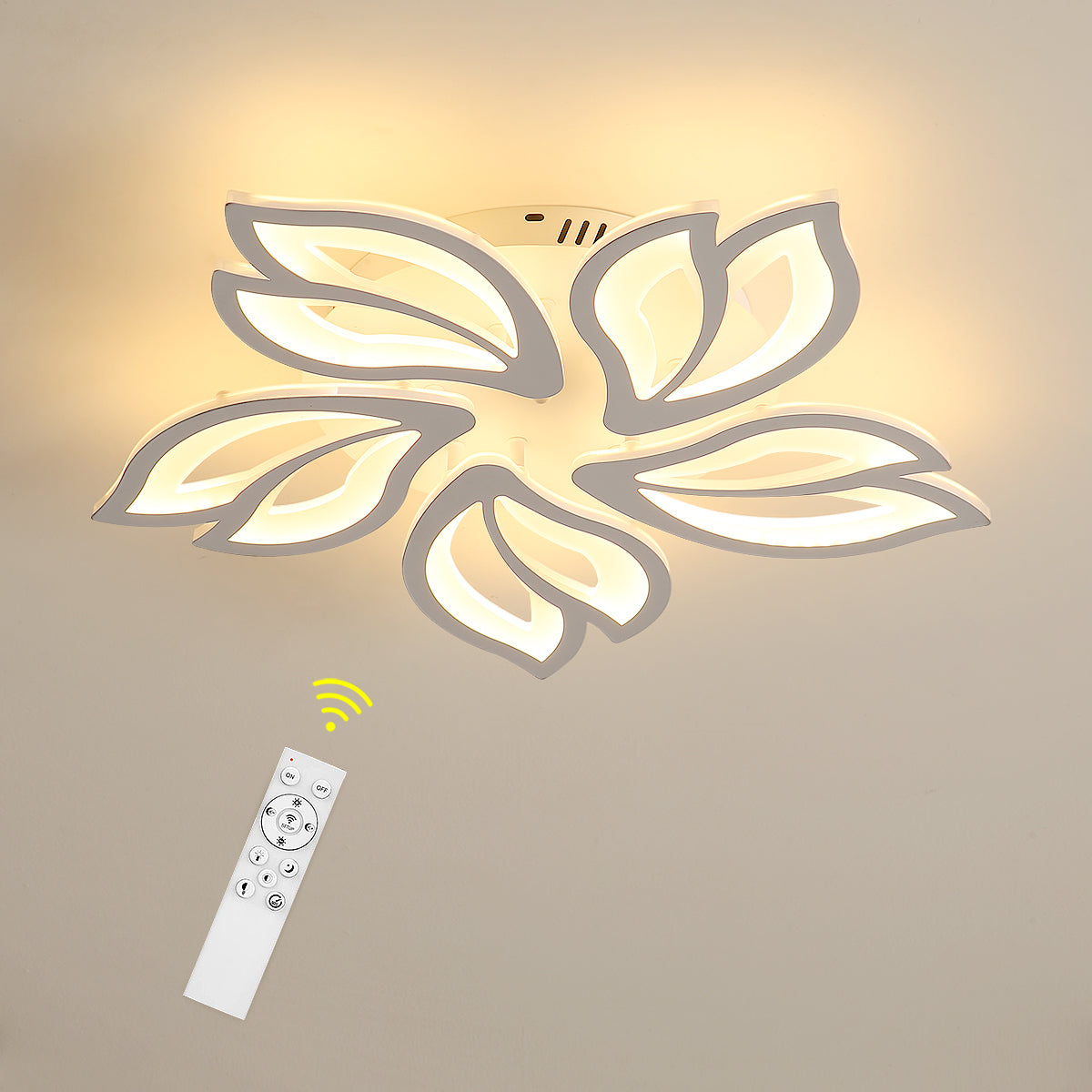 Plafonnier LED Dimmable, Creative Fleur de Forme Lampe de Plafond Moderne Lustres LED