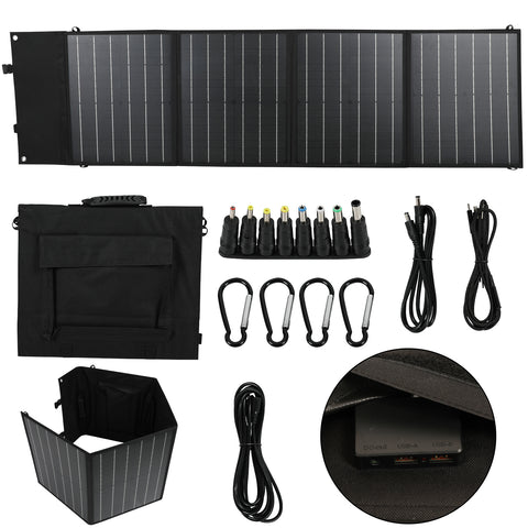 Titre optimisé en français : Chargeur solaire pliable de 100W, 18V, sac portable pour activités en extérieur