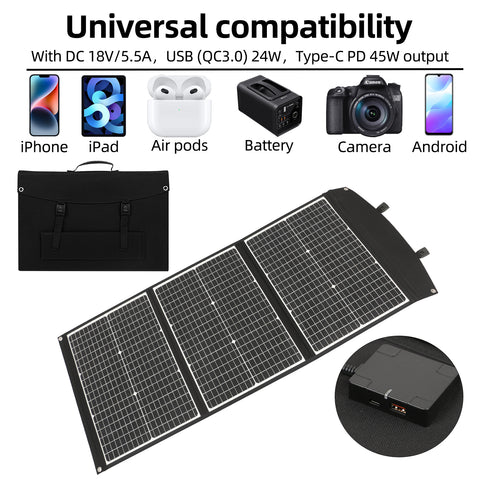Panneau Solaire Pliable Imperméable, observateur et Efficace, Cellules Solaires pour Camping en Plein Air, Chargeur de Sac, 100W