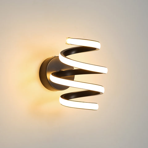 Applique Murale Led 21W Noir Spirale Simple Créativité Moderne Murale en Métal en Aluminium Lampe 3000K Murale Interieur Convient à la Chambre à Coucher, Couloir, Salon, Bar