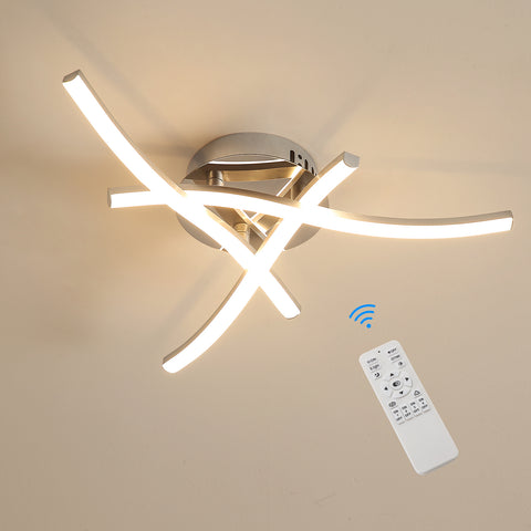 Plafonnier LED Dimmable, Luminaire Plafonnier avec Télécommande, 18W Design Ondulé Moderne Lampe de Lustre pour Chambre Salon Couloir