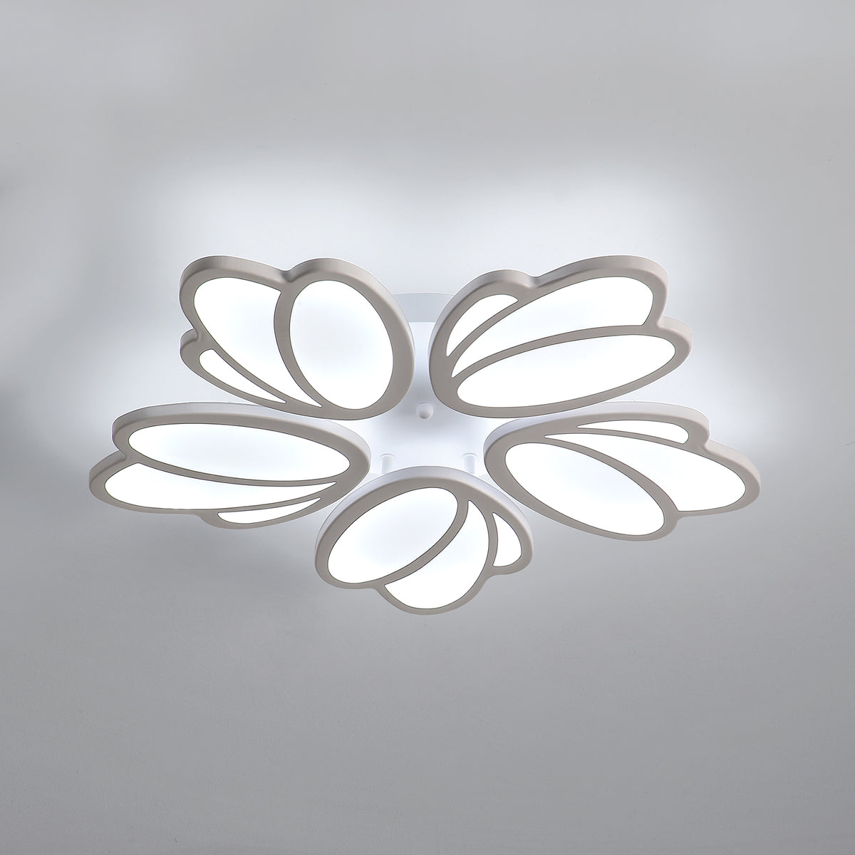 Plafonnier LED, Moderne Petal Lampe de Plafond LED, Suspension Luminaire Blanc 60W 5600LM, 6000K Lumière Blanche, Luminaire Plafonnier LED pour Salon Cuisine Chambre Salle à Manger, Ø63cm