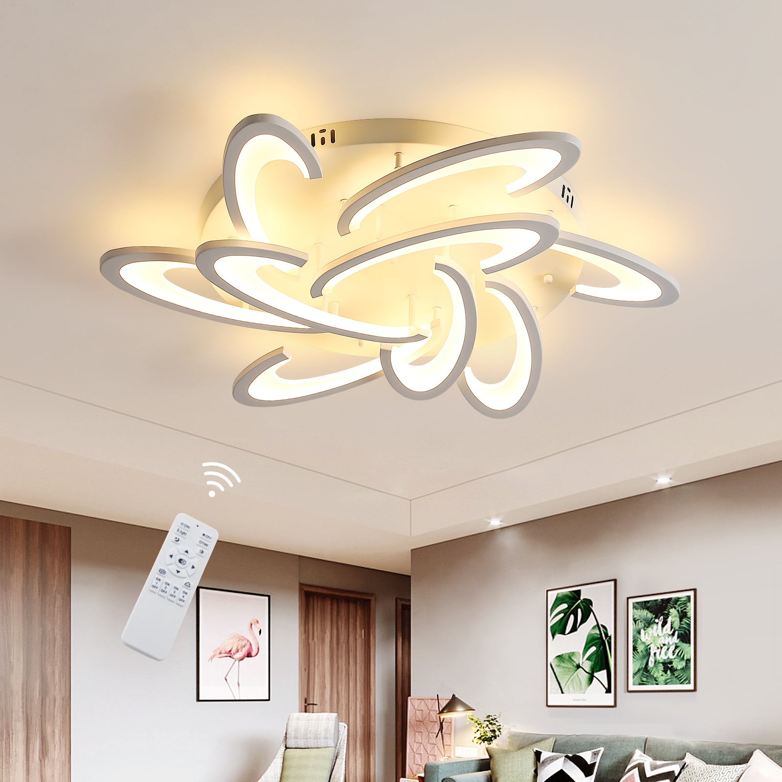 GANEED Plafonnier LED Dimmable, Plafonnier 14 Pétale en Forme de Fleur GANEED Plafonnier LED Dimmable, Plafonnier 14 Pétale en Forme de Fleur