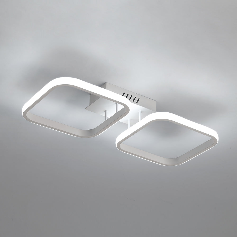 Plafonnier LED moderne, Lampe de plafond 2 carrés blancs