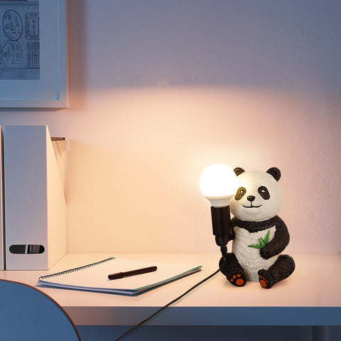 Lampes de table design Panda en résine, veilleuse créative moderne avec cordon enfichable, lampe de bureau LED animal