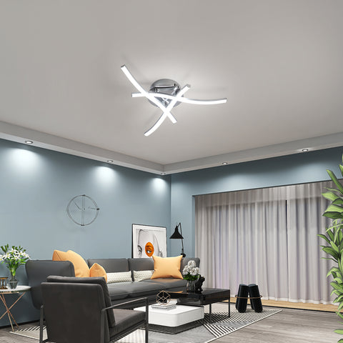 Plafonnier LED Dimmable, Luminaire Plafonnier avec Télécommande, 18W Design Ondulé Moderne Lampe de Lustre pour Chambre Salon Couloir