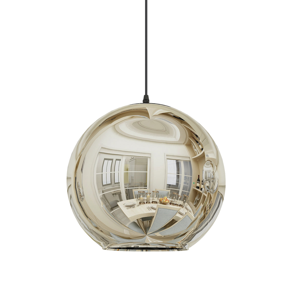 Abat-jour Moderne Miroir Lustre Boule Suspension globe avec fil 120CM,(Argent, 20cm) Ampoule non incluse