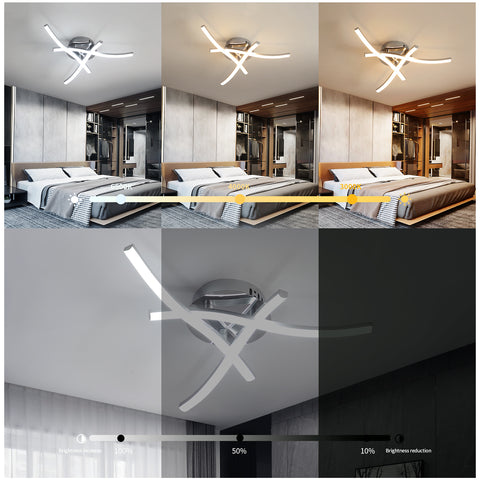 Plafonnier LED Dimmable, Luminaire Plafonnier avec Télécommande, 18W Design Ondulé Moderne Lampe de Lustre pour Chambre Salon Couloir