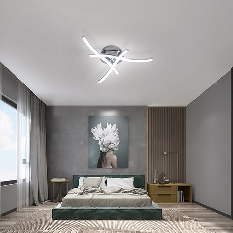 Plafonnier LED Dimmable, Luminaire Plafonnier avec Télécommande, 18W Design Ondulé Moderne Lampe de Lustre pour Chambre Salon Couloir