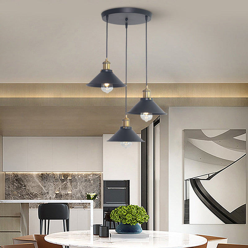Suspension Luminaire Industrielle Design Vintage Plafonnier de Abat-Jour Métal Diamant 3 Lampes Socle Double Corde Ajustable - Maison Suspension Luminaire Industrielle Design Vintage Plafonnier de Abat-Jour Métal Diamant 3 Lampes Socle Double Corde Ajustable - Maison