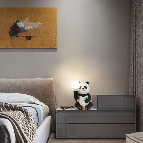 Lampes de table design Panda en résine, veilleuse créative moderne avec cordon enfichable, lampe de bureau LED animal
