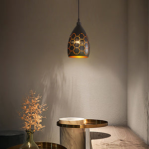 Lampe à Suspension Vintage, E27 Conception de Découpe Noir et Or 120CM Lustre Suspension en Métal, Lustre Design Industriel, Suspension Luminaire pour Salon, Chambre, Café, Bar, Restaurent
