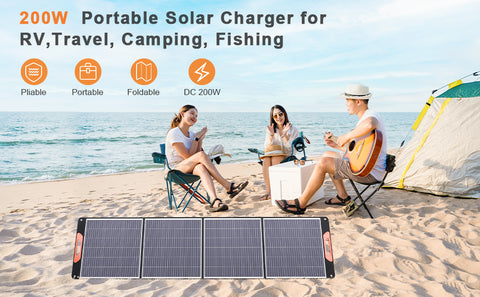 200W Kit Panneau solaire pliable portable monocristallin avec 1 ports USB Pour Plein air