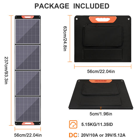 200W Kit Panneau solaire pliable portable monocristallin avec 1 ports USB Pour Plein air