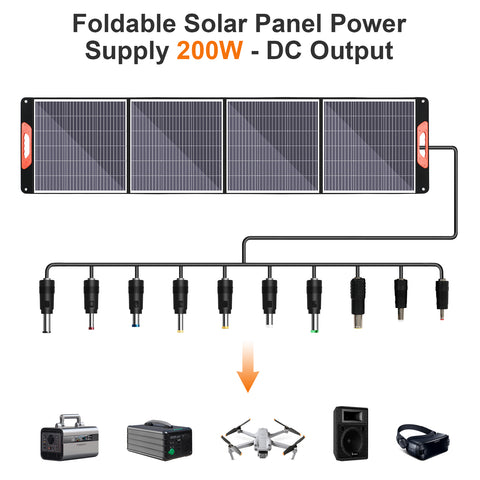 200W Kit Panneau solaire pliable portable monocristallin avec 1 ports USB Pour Plein air