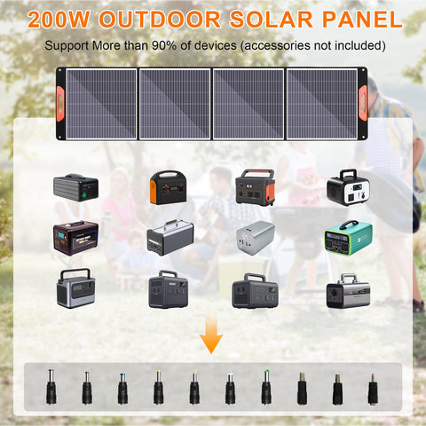 200W Kit Panneau solaire pliable portable monocristallin avec 1 ports USB Pour Plein air
