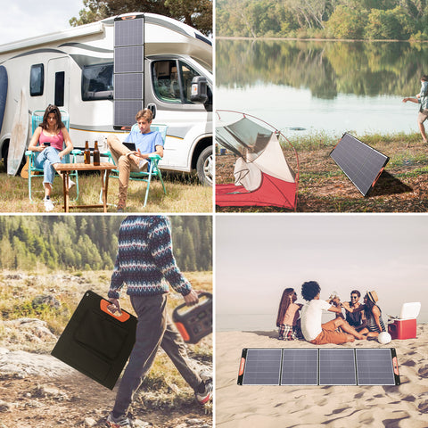 200W Kit Panneau solaire pliable portable monocristallin avec 1 ports USB Pour Plein air