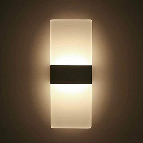 Applique Murale LED Intérieur, 12W Lampe Murale en Aluminium et Acrylique Design