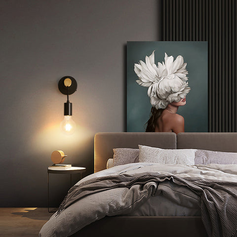 Applique Murale Vintage, Spot Mural Design en Bois Rétro Industrielle, Douille E27 10Watt max, Eclairage d'Intérieur pour Salon Chambre Salle à Manger Couloir Bar Noir (Sans Ampoule)