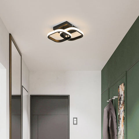 Plafonnier LED Moderne 3 Tons, Design Carré Noir en Aluminium et Fer, Luminaire Plafonnier pour Salon, Chambre, Cuisine, Salle de Bain