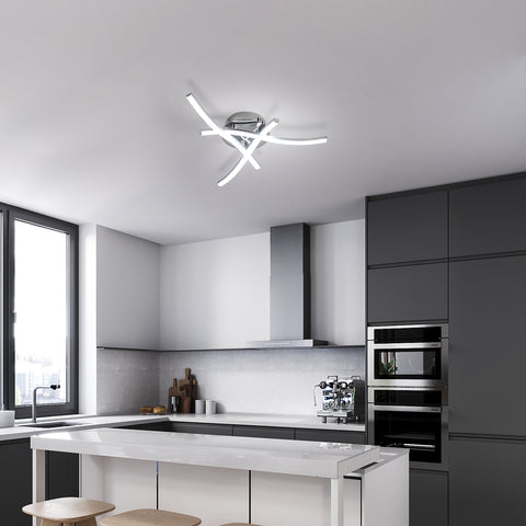 Plafonnier LED Dimmable, Luminaire Plafonnier avec Télécommande, 18W Design Ondulé Moderne Lampe de Lustre pour Chambre Salon Couloir