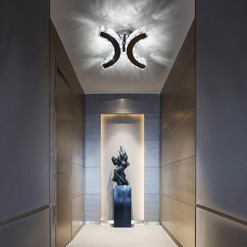 Lampe Murale en Cristal, Applique Murale LED Intérieure, 12W Lumière Blanche Froide 6000K Double C Design, Moderne Décoration Luminaire Mural pour Salon Chambre Couloir Salle de Bain