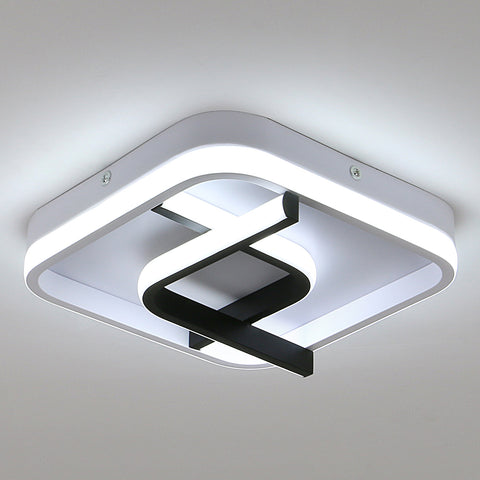 Plafonnier Carré Moderne, 24CM Noir Et Blanc Plafonnier Led à Géométrie, 23W 6000K Lumière Blanche Froide Plafonnier Led Acrylique, pour Chambre Salon Couloir Balcon