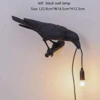Applique Murale Corbeau, Applique Murale Oiseaux Corbeau Gothique Unique pour Chambre de Chevet Salon Décor de Ferme (Lampe Murale Noire Gauche)
