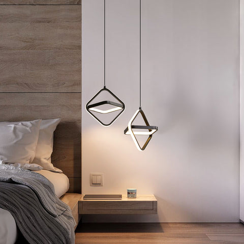 Lampe à suspension LED moderne pour lit 1 place 32 W à intensité variable pour chambre à coucher et salon