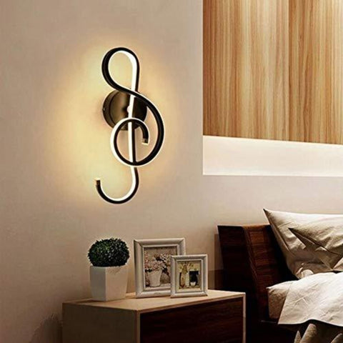 Moderne Applique Murale LED Créatif Lampe Murale Intérieur, Note de musique Forme, 22W LED Bande Minimaliste Aluminium Art Décoration pour Chambre à Coucher, Escaliers, Salon, Café, 3000K Noir