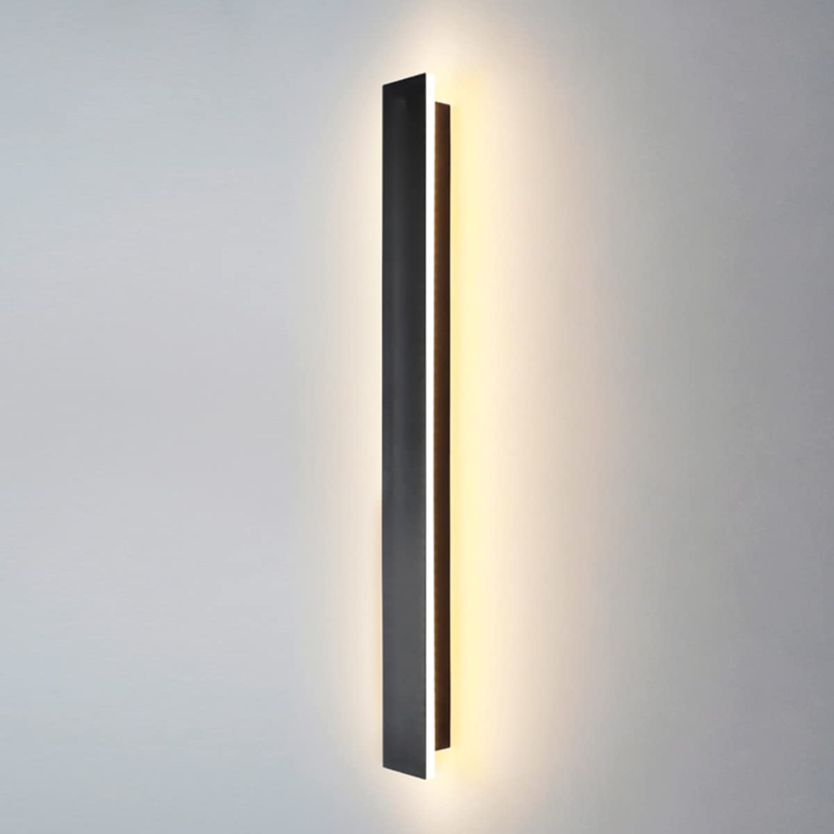 Applique Murale Extérieure LED, Étanche Minimaliste Noire Lampe Murale, Lumière Chaude 3000K, 12W, Protection IP65, Matériau Acrylique et Fer, pour Éclairage Intérieur et Extérieur