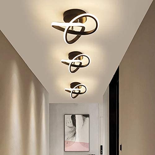 Plafonnier LED Moderne 22W 2500LM, Lustre Noire pour Chambre Salon Couloir