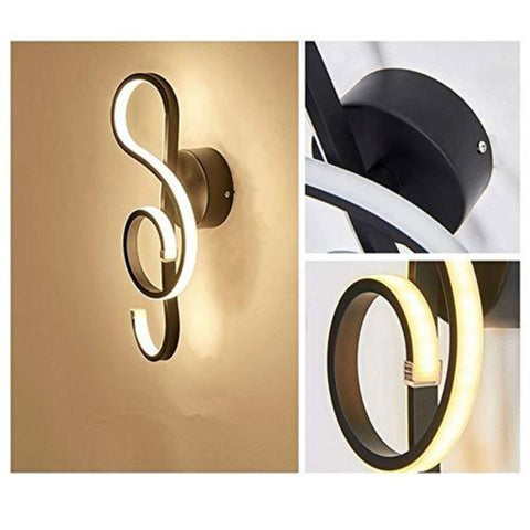 Moderne Applique Murale LED Créatif Lampe Murale Intérieur, Note de musique Forme, 22W LED Bande Minimaliste Aluminium Art Décoration pour Chambre à Coucher, Escaliers, Salon, Café, 3000K Noir