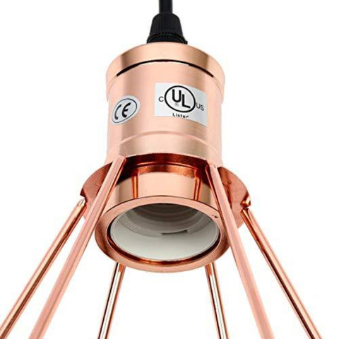 Goeco Luminaire suspendu géométrique vintage pyramide en fil métallique abat-jour plafond luminaire suspendu (or rose)