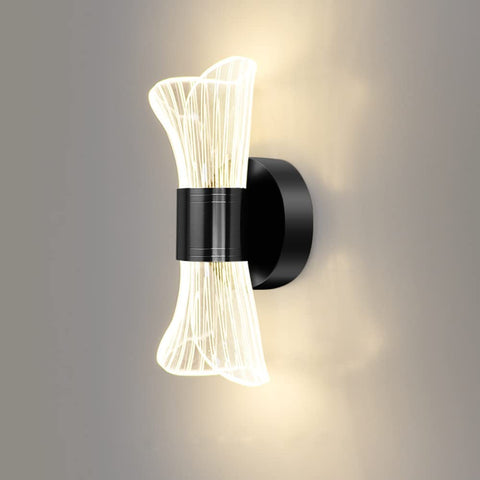 Applique Murale Intérieur LED Dimmable, 12W Moderne Lampe LED Murale Design Créatif, Éclairage Acrylique Luminaire Mural pour Salon Couloir Chambre Escaliers, Noir