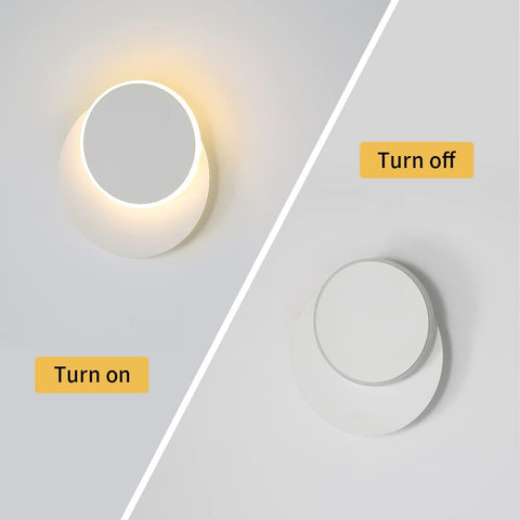 Appliques Murales Interieur 12W Blanc, Murale LED Moderne, Créatif Eclipse 2 en 1, 360 Rotative 3000K Blanc Chaud, Eclairage Lumière Pour Salon Salle Escalier Chambre