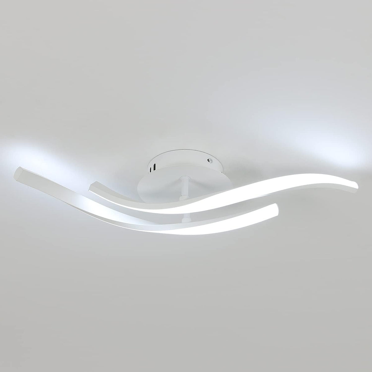 Plafonnier LED Design moderne Blanc Froid 6000K Forme de Vague Lampe de Plafond Pour salon chambre à coucher salle à manger bureau Blanc