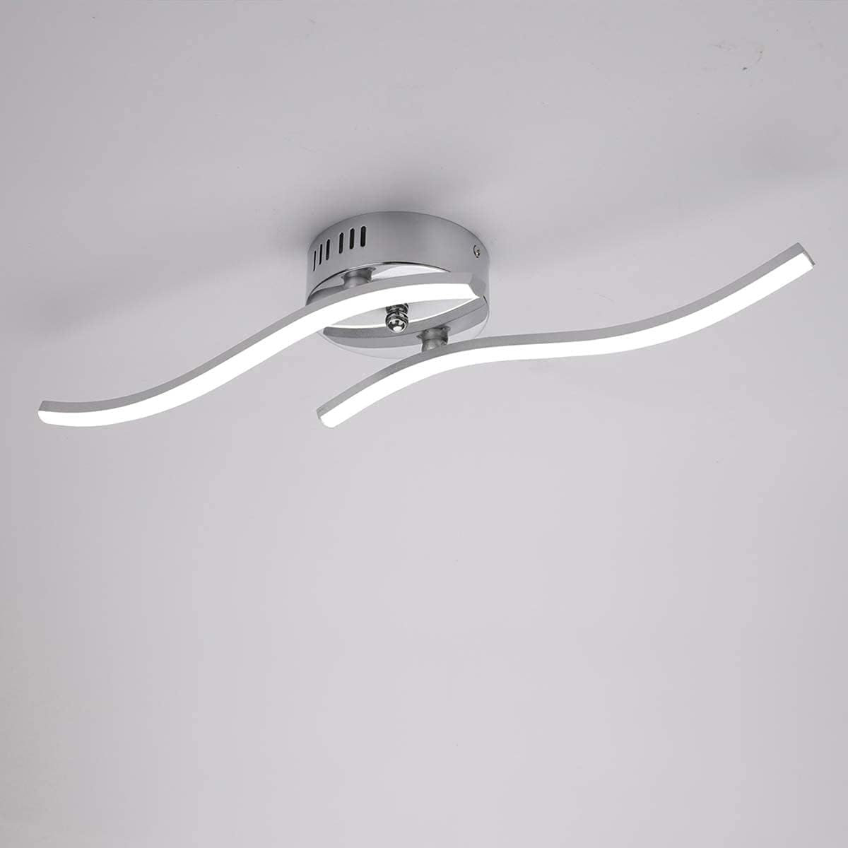 Plafonnier LED, Suspension Luminaire en forme de vague, LED intégrées 14W 1100 Lumen, lustre moderne pour salon ou cuisine, IP20 lumière Blanc Froid 6500K