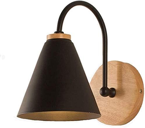 Applique de Chevet Bois Scandinave Lampe murale E27 Base Pour chambre à coucher, salon, couloir, entrée Noir Ampoule non incluse