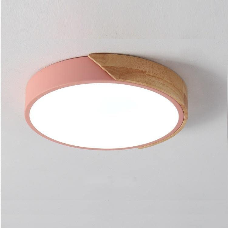 Lámpara de Techo LED, Lámpara de Techo de Madera Moderna de 24 W Redonda Blanco Frío 6000 K Ø30 * 5 CM Dormitorio, Cocina, Sala de Estar, Balcón y Pasillo